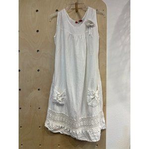 Tiziana Cervasio White Sleeveless Floral Crochet Lace Mini Tunic Dress Size S